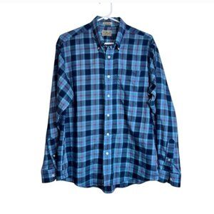 L.L. Bean Men's Blue Plaid Shirt US navy Tartan L-XL Button Up